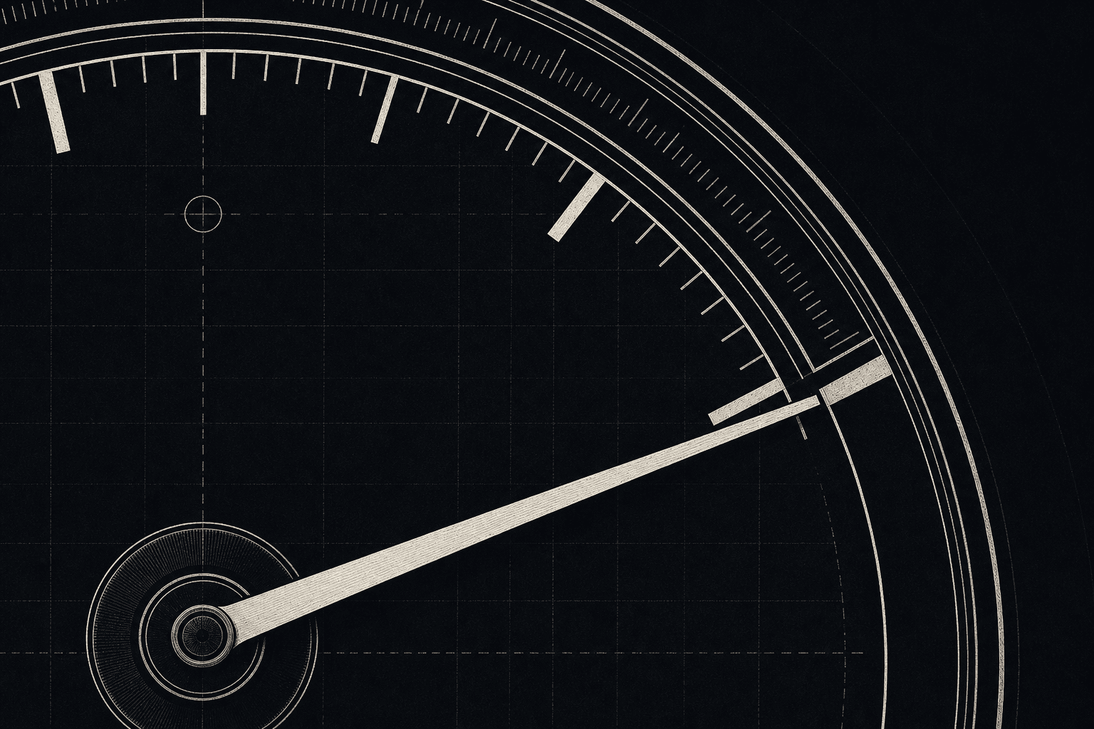 A single instrument dial, its needle resting past the limit mark.